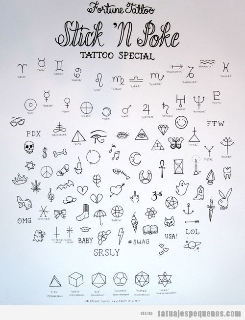 Cientos de ideas, dibujos y símbolos pequeños para tatuarse