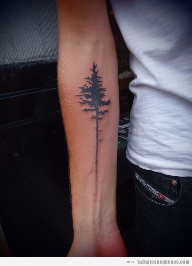 Tatuaje pequeño para chicos, árbol en el antebrazo