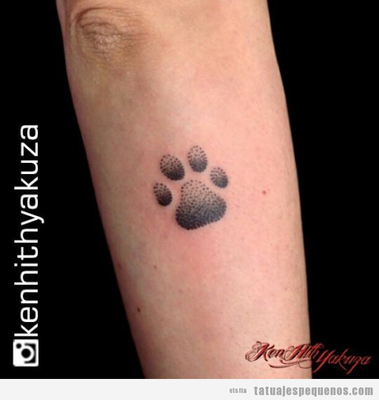 Tatuaje pequeño huella de perro en el brazo
