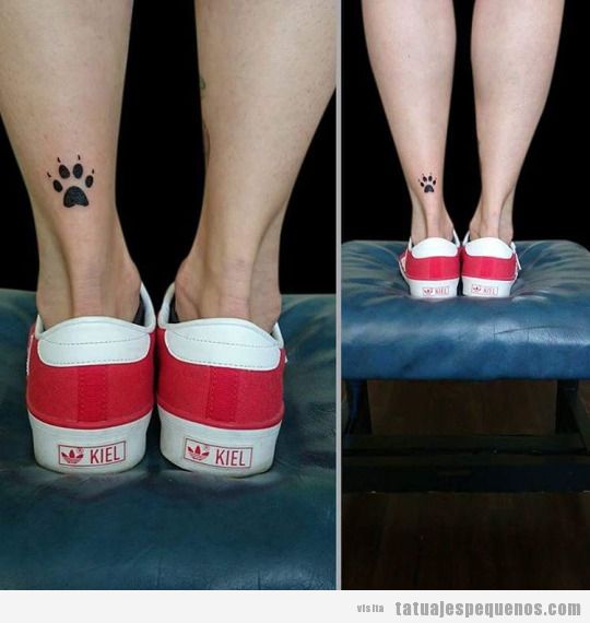 Tatuaje pequeño huella en la pierna