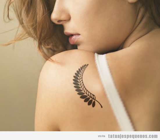 Tatuajes pequeños de hojas de helechos en hombro