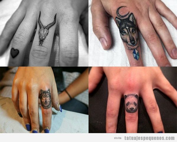 Tatuajes pequeños en los dedos con animales