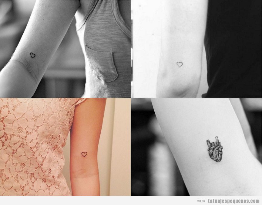 Tatuajes pequeños de corazones en el brazo