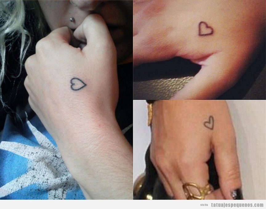 Tatuajes pequeños de corazones en la mano