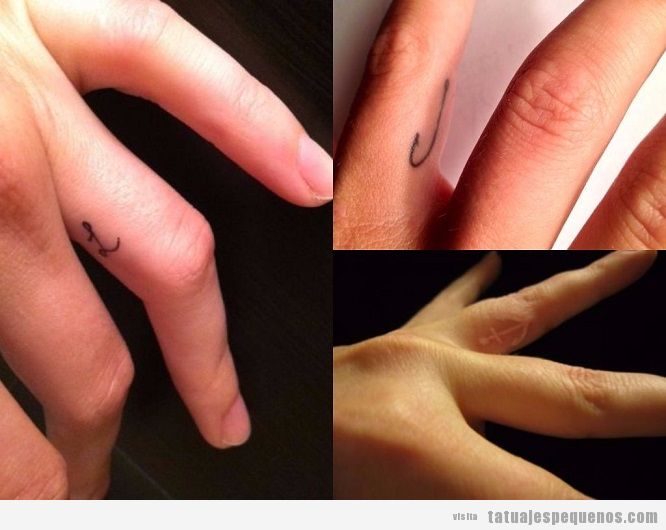 Tatuajes pequeños ocultos en el interior del dedo