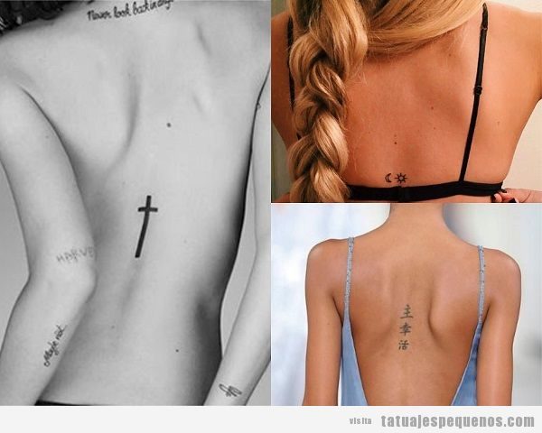 Tatuajes pequeños en el centro de la espalda