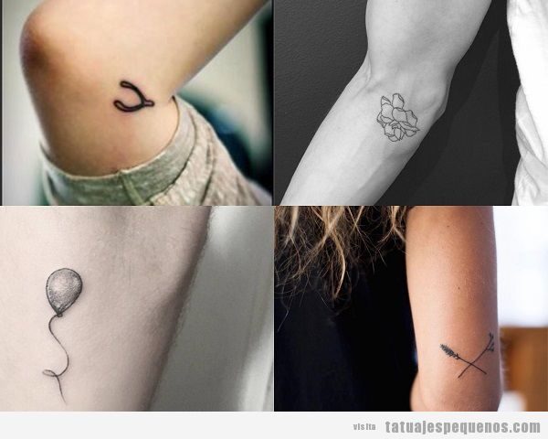 Tatuajes pequeños en el brazo, codo