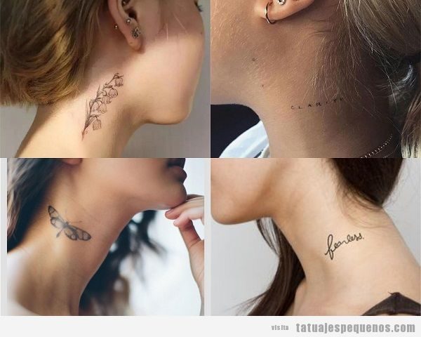 Tatuajes pequeños en el cuello para mujer, parte lateral