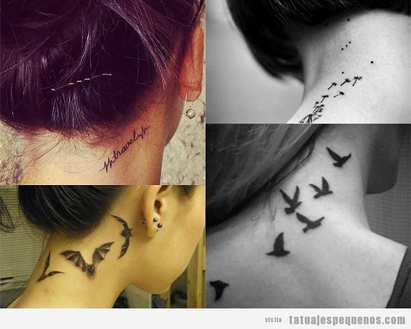 Tatuajes pequeños en el cuello para mujer, parte trasera