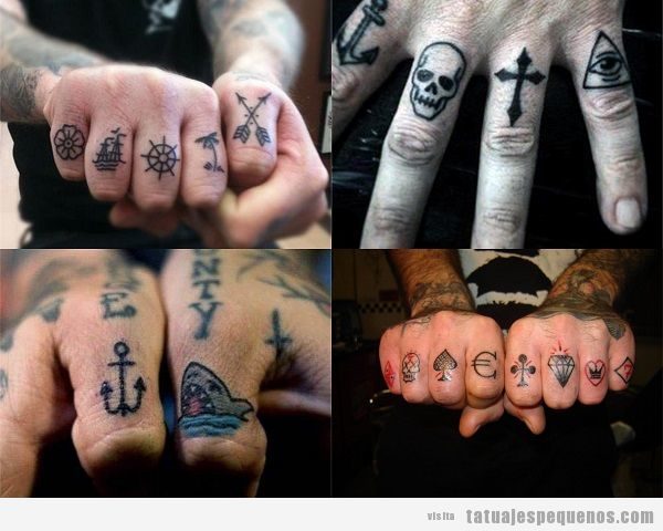 Tatuajes pequeños en los dedos de la mano para hombre