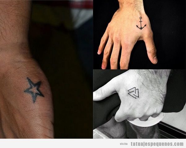 Tatuajes pequeños y sencillos en la mano para hombre
