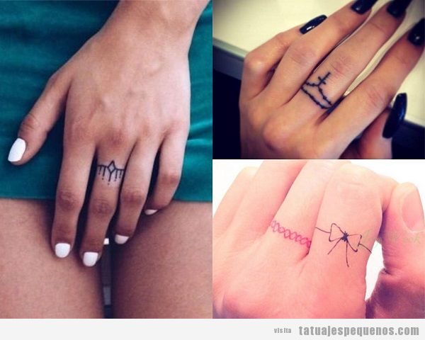 Tatuajes en dedos de las manos como anillos para mujer