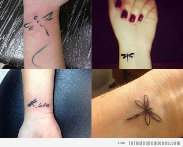 Tatuajes pequeños en la muñeca para mujer, libélulas