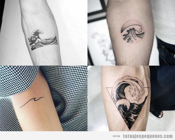 Tatuajes pequeños en el antebrazo para hombres con olas