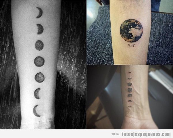 Tatuajes pequeños en el antebrazo para hombres con lunas