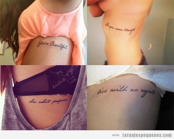 Tatuajes pequeños de frases en el costado
