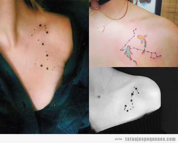 Tatuajes pequeños para mujer en el pecho de estrellas