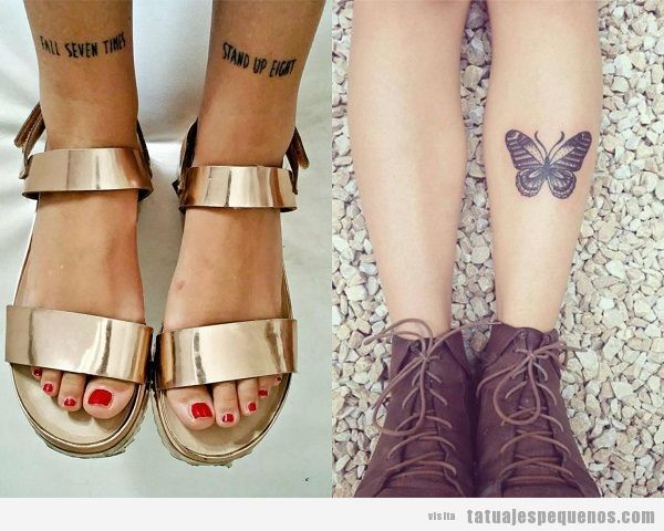 Tatuajes pequeños en la pierna para mujer, zona espinilla