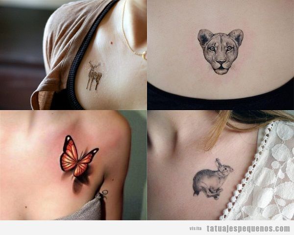 Tatuajes pequeños para mujer en el pecho de animales