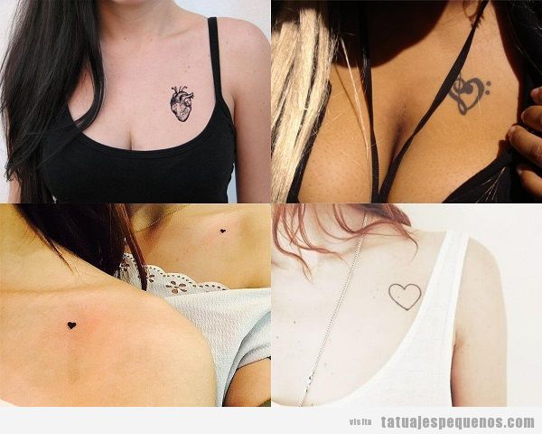 Tatuajes pequeños para mujer en el pecho de corazones