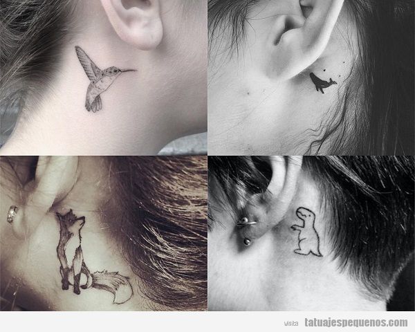 Tatuajes pequeños de animales detrás de la oreja