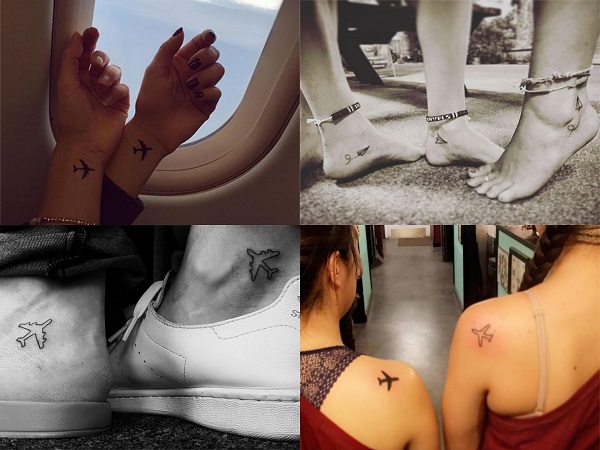 Tatuajes pequeños para amigas, aviones