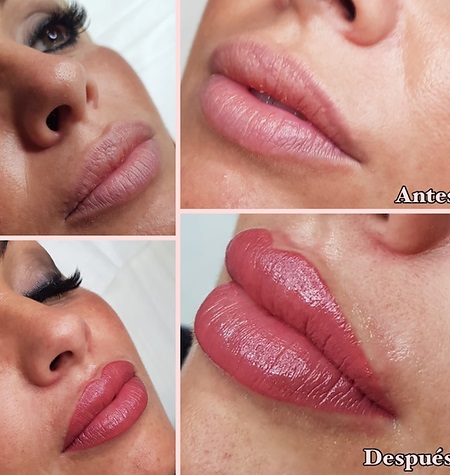 Micropigmentación de labios antes y después