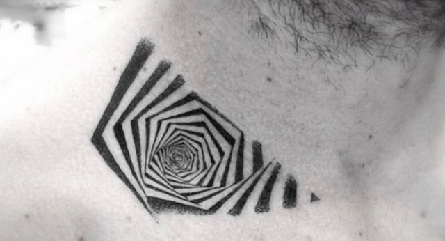 Tatuaje pequeño ilusión óptica de profundidad