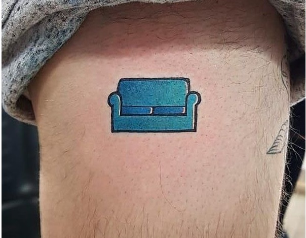 Tatuaje Sofá azul pequeño